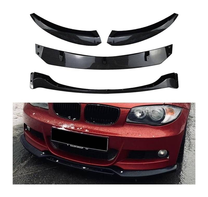 Frontstoßstange Lippe Für B&MW 1er E82 E88 2007–2010 Frontstoßstangenlippe Kinnspoiler Karbonfaser-Look Frontdiffusor Diffusor Glänzend-schwarz(Carbon-fiber-look) von FAHBSTR