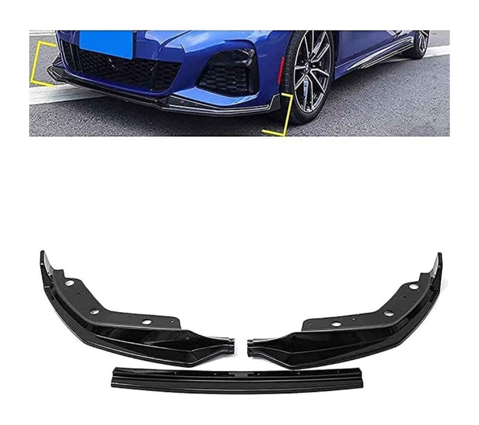 Frontstoßstange Lippe Für B&MW 3er G20 2019 2020 Frontstoßstangenlippe Kinnspoiler Carbonfaser-Look Frontdiffusor Diffusor Normal-B Glänzend von FAHBSTR