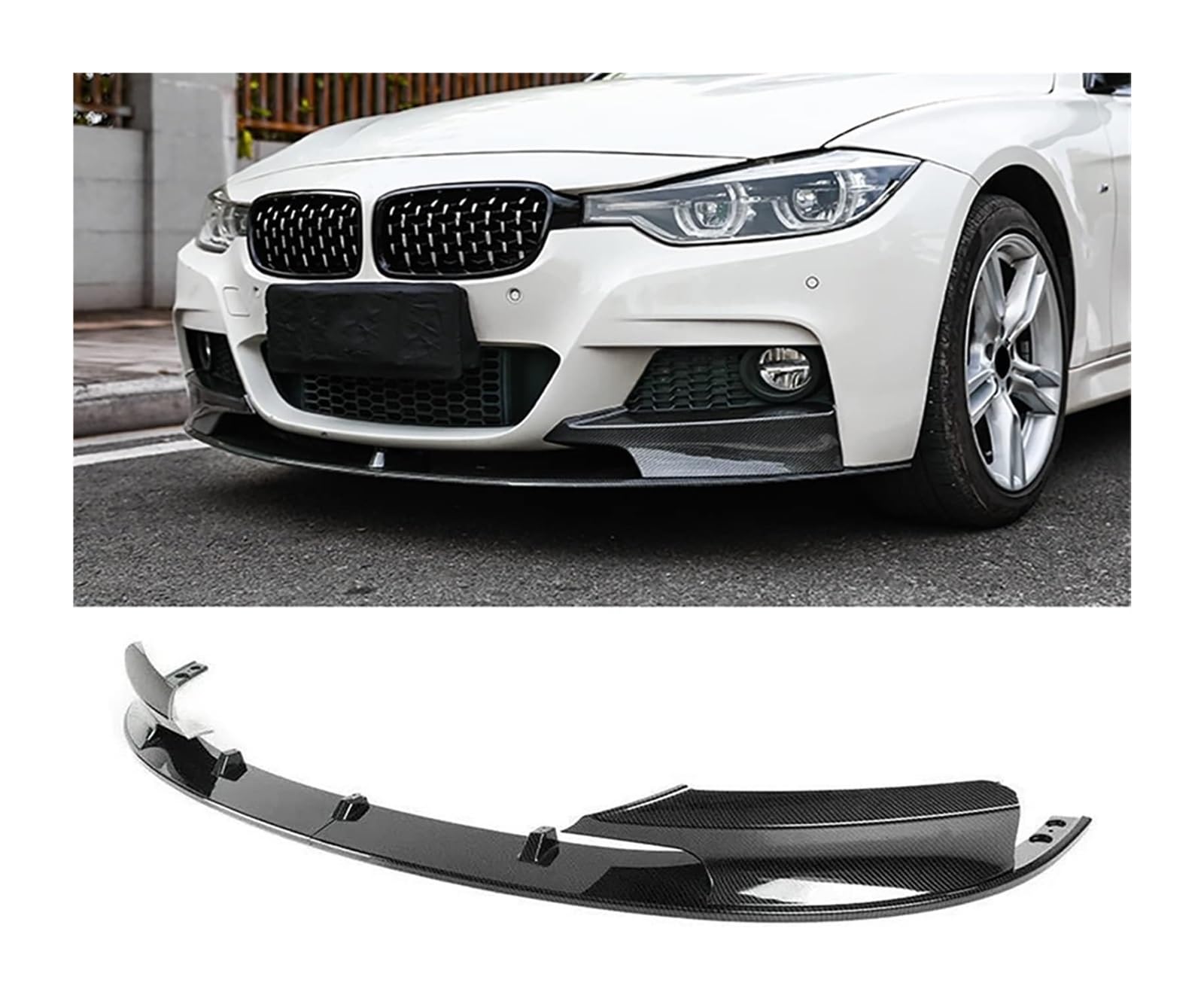 Frontstoßstange Lippe Für B&MW F30 3 Serie 2012-2018 Frontstoßstange Lip Chin Spoiler Carbon Look Frontdiffusor Diffusor Auto Frontspoiler von FAHBSTR