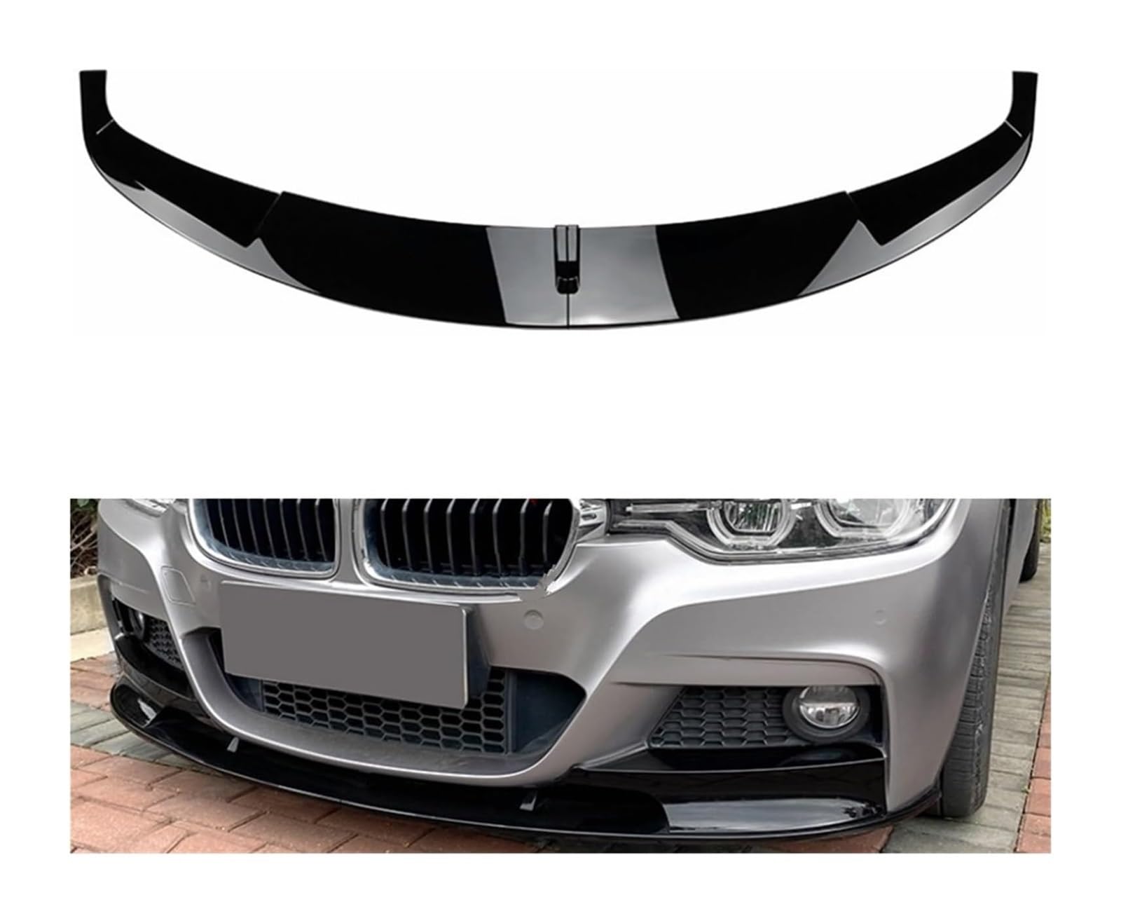 Frontstoßstange Lippe Für B&MW F30 F31 F35 3 Serie 2012-2018 Auto Frontschürze Spoiler Lippe Auto Body Kit Untere Splitter Schutzplatte Frontspoiler(Gloss Black A) von FAHBSTR