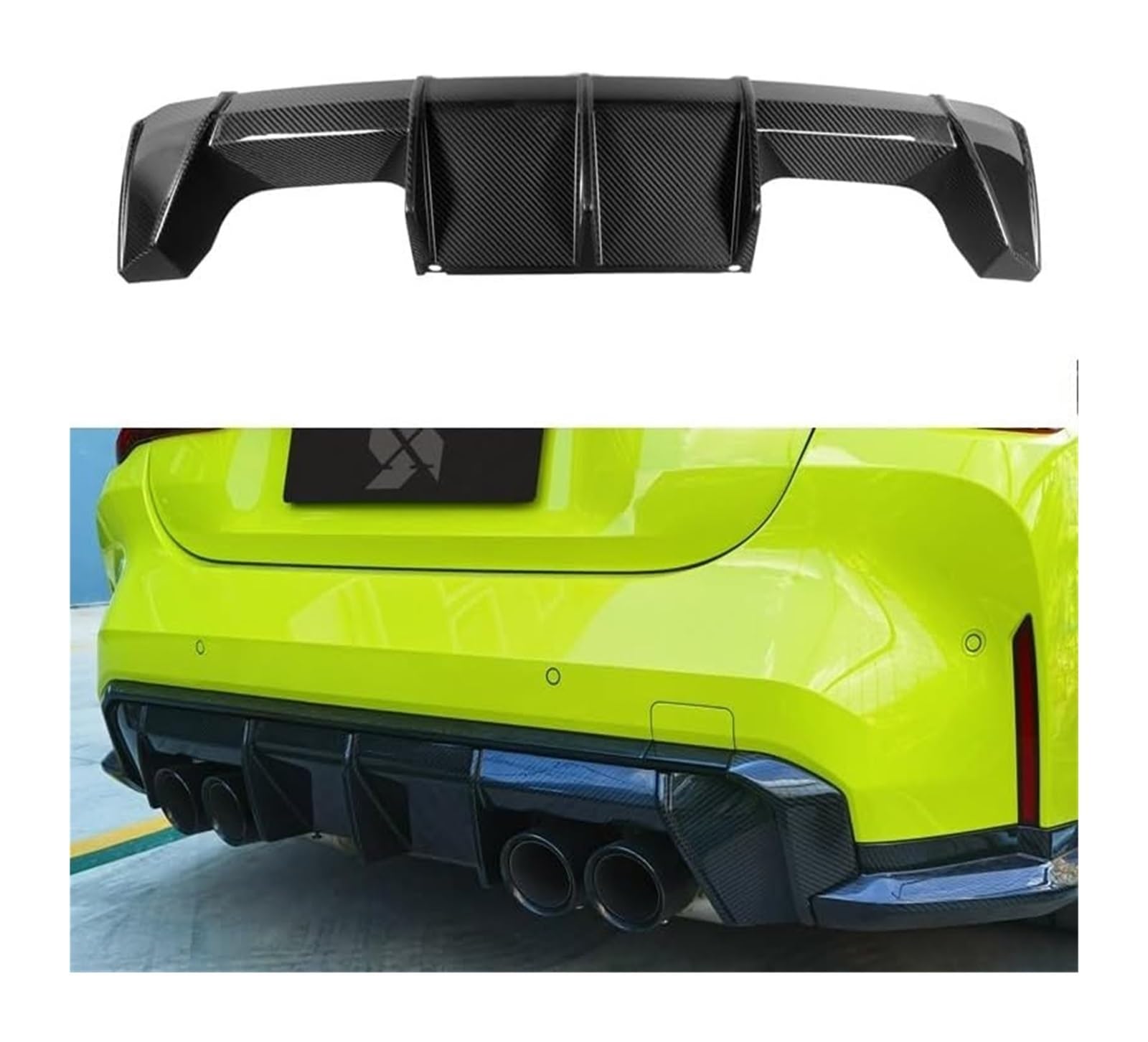 Frontstoßstange Lippe Für B&MW M3 M4 G80 G82 G83 Limousine Coupe Cabrio Heckstoßstange Lippe Heckstoßstange Lip Spoiler Diffusor Frontspoiler(EU Styling) von FAHBSTR