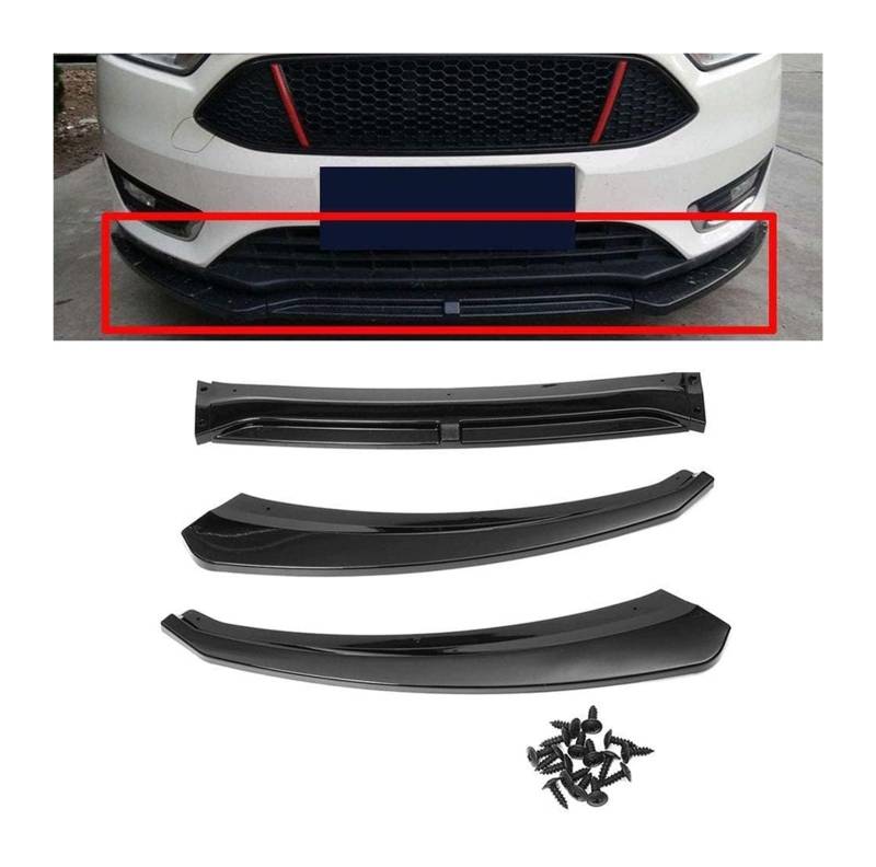 Frontstoßstange Lippe Für Ford Für Focus 2016-2018 Frontschürze Lippe Kinn Spoiler Carbon Look Front Diffusor Diffusor Brightblack Auto Front Spoiler von FAHBSTR