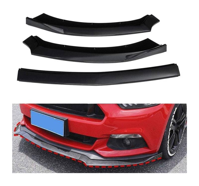 Frontstoßstange Lippe Für Ford Für Mustang 2015-2017 Frontschürze Lippe Kinn Spoiler Carbon Look Front Diffusor Diffusor Mattschwarz Auto Front Spoiler(Glossblack) von FAHBSTR