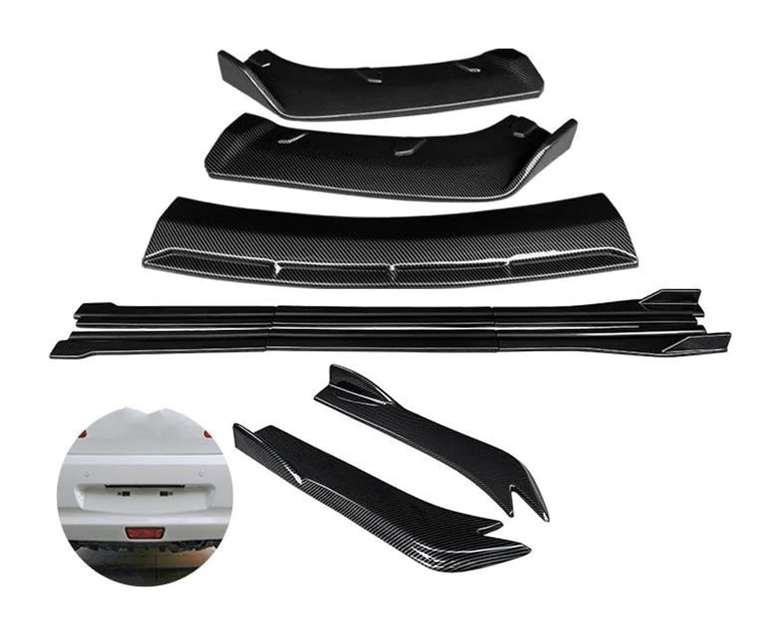 Frontstoßstange Lippe Für G25 G35 G37 Limousine 2007–2013 Auto-Frontstoßstange Splitter Diffusor Lippenschutz Spoiler Seitenschweller Hinterer Wickelwinkel(Four Door Carbon Look B) von FAHBSTR