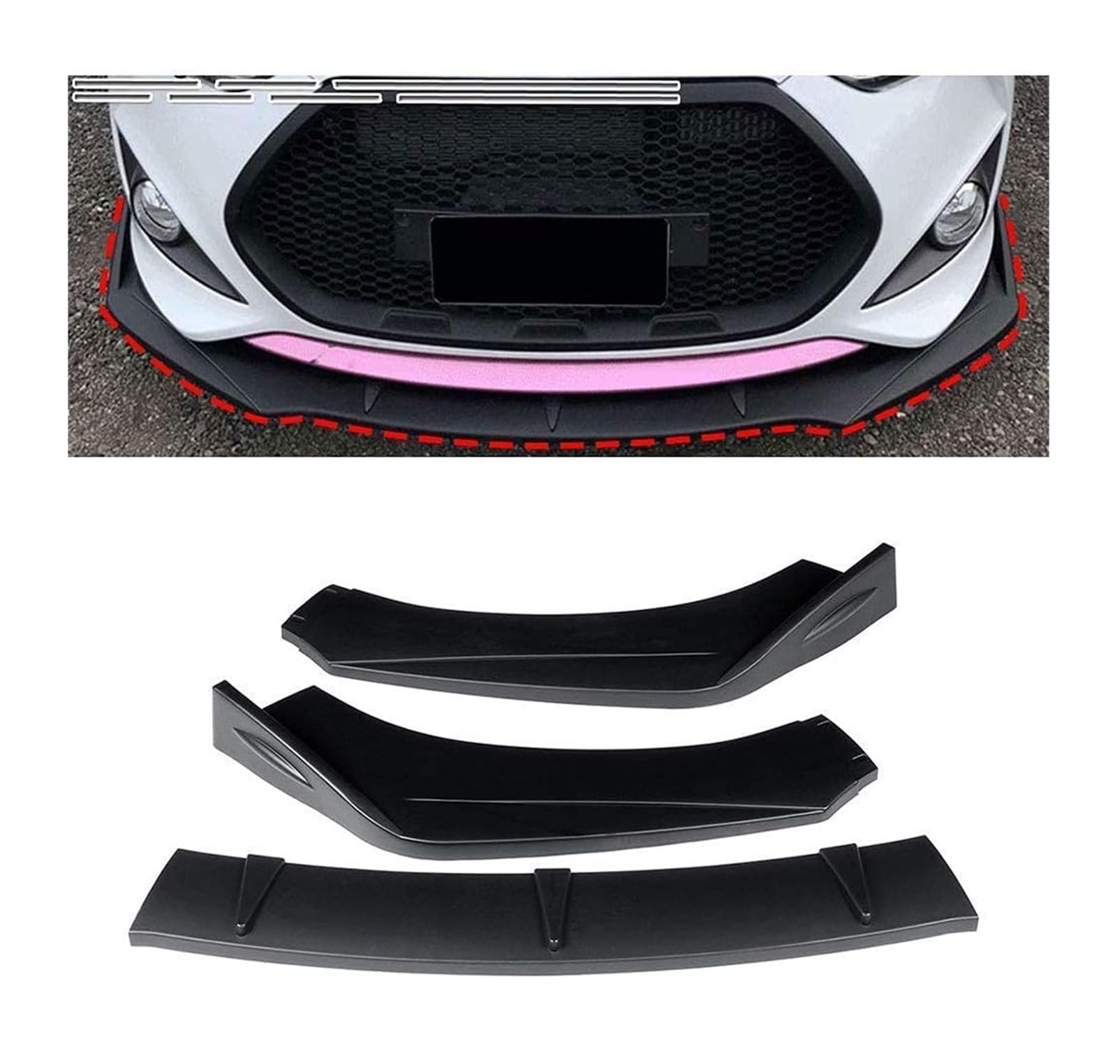 Frontstoßstange Lippe Für Hyundai Für Veloster 2013-2017 Frontschürze Lippe Kinn Spoiler Carbon Look Front Diffusor Diffusor Glossblack von FAHBSTR