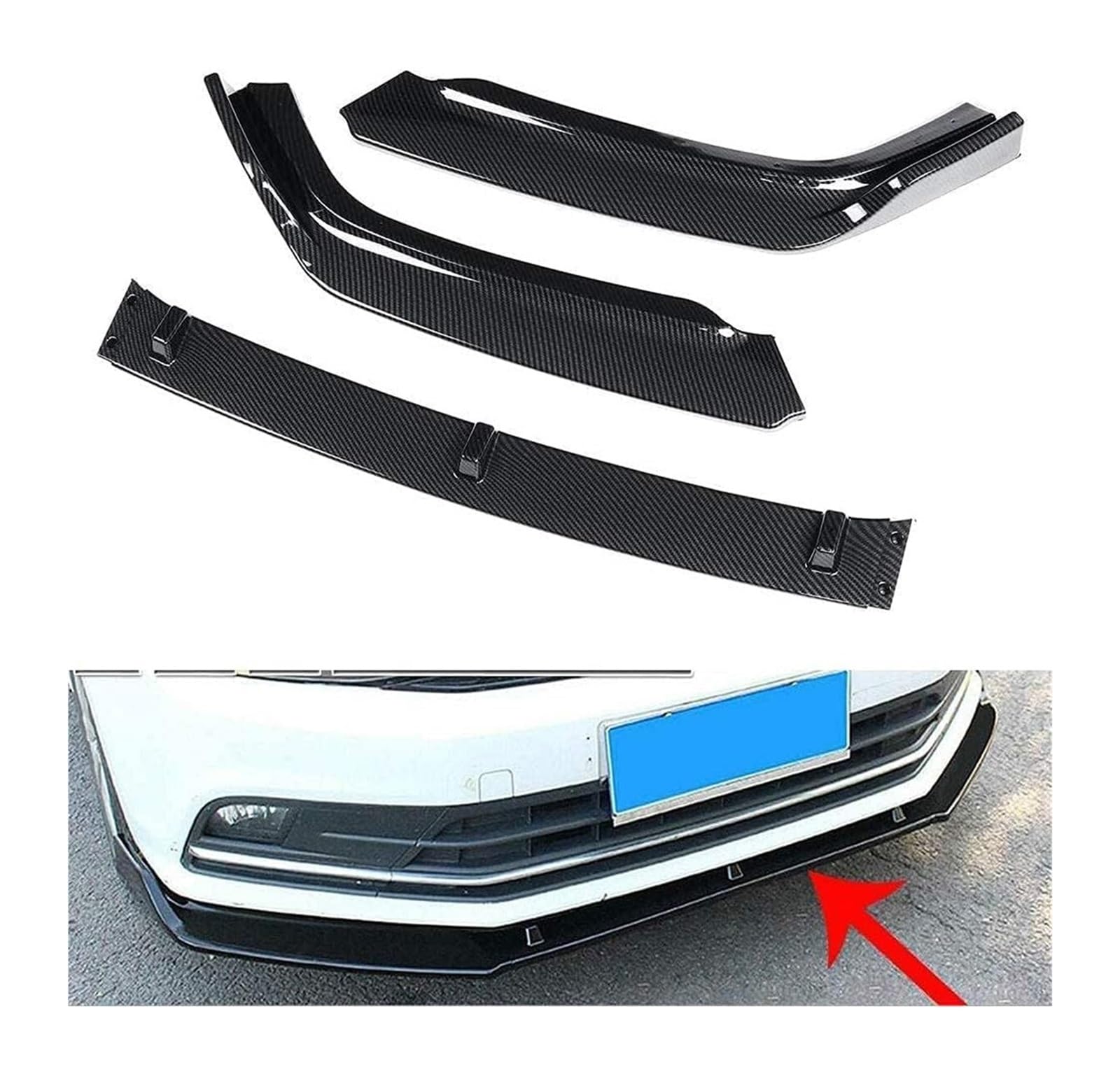 Frontstoßstange Lippe Für J&etta MK6.5 2015-2018 Frontschürze Lippe Kinn Spoiler Carbon Look Front Diffusor Diffusor Mattschwarz Auto Frontspoiler(Carbonfiberlook) von FAHBSTR