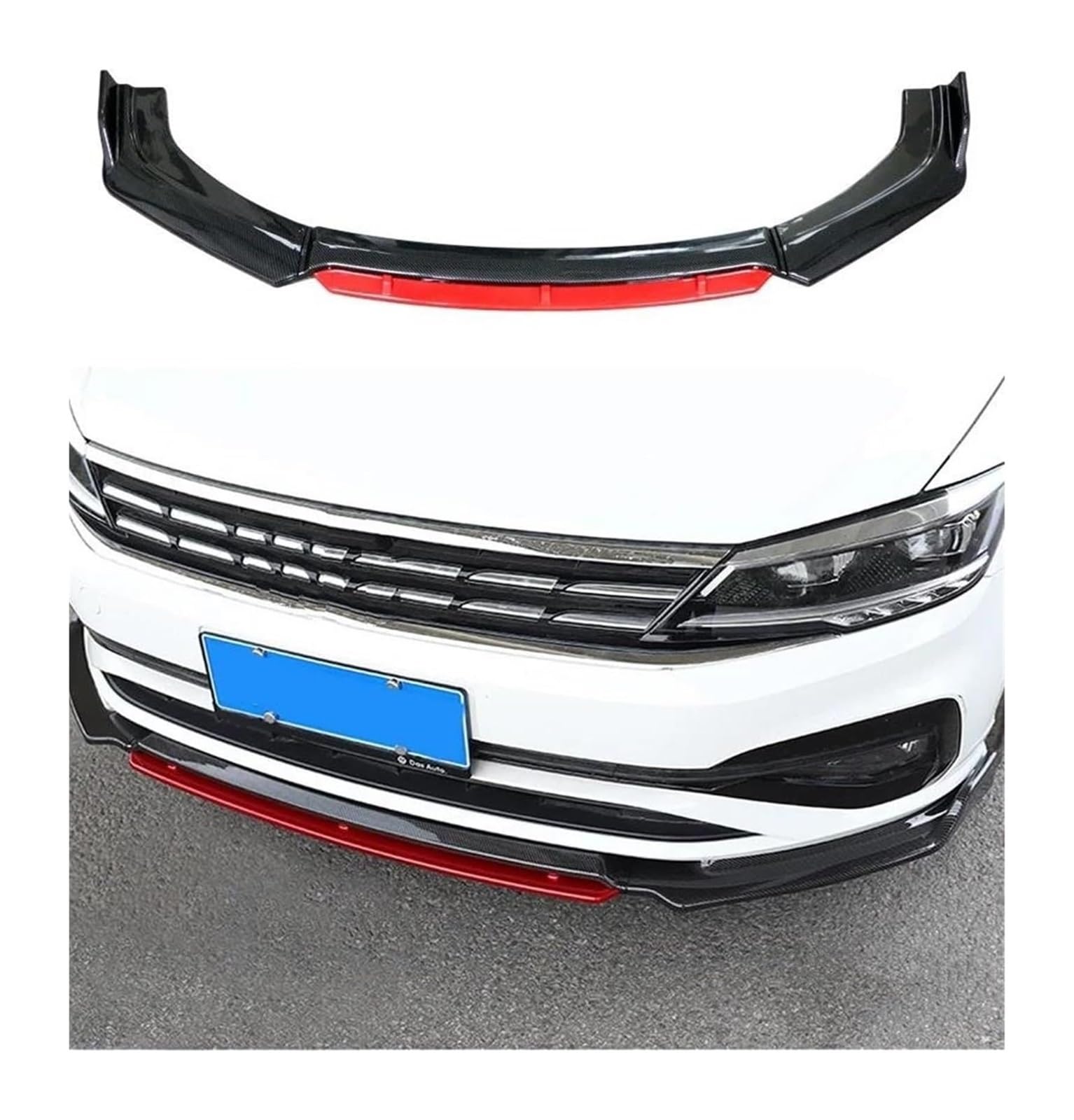 Frontstoßstange Lippe Für M&ITSUBISHI Für Lancer 2008-2017 Seite Spoiler Splitter Diffusor Körper Kit Guards Deflektor Auto Front Spoiler 4PCS(Carbon Look Red) von FAHBSTR