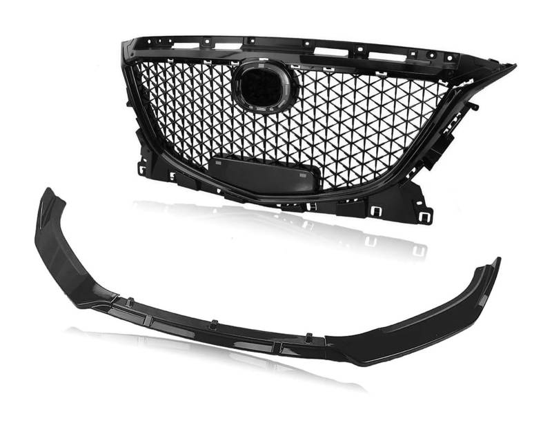 Frontstoßstange Lippe Für Mazda 3 Für Axela 2014-2016 Honeycomb Stil Racing Grills Auto Unteren Stoßfänger Spoiler Schutz Platte Klinge Lippe Vorne Grille von FAHBSTR