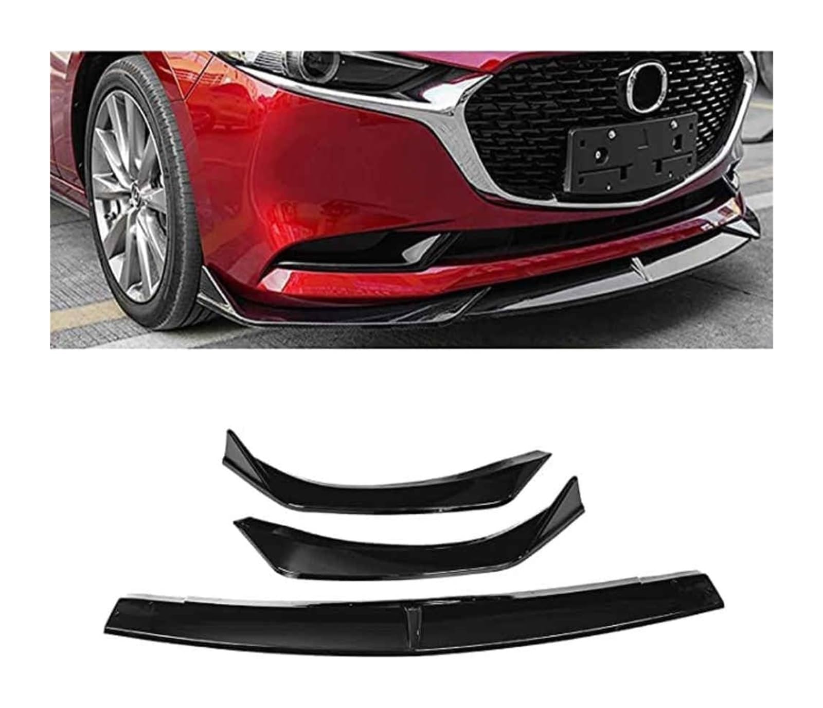 Frontstoßstange Lippe Für Mazda 3 Für Limousine Für Axela 2019 2020 Frontschürze Lippe Kinn Spoiler Carbon Look Front Diffusor Diffusor Normal-C Matt(BGlossy) von FAHBSTR