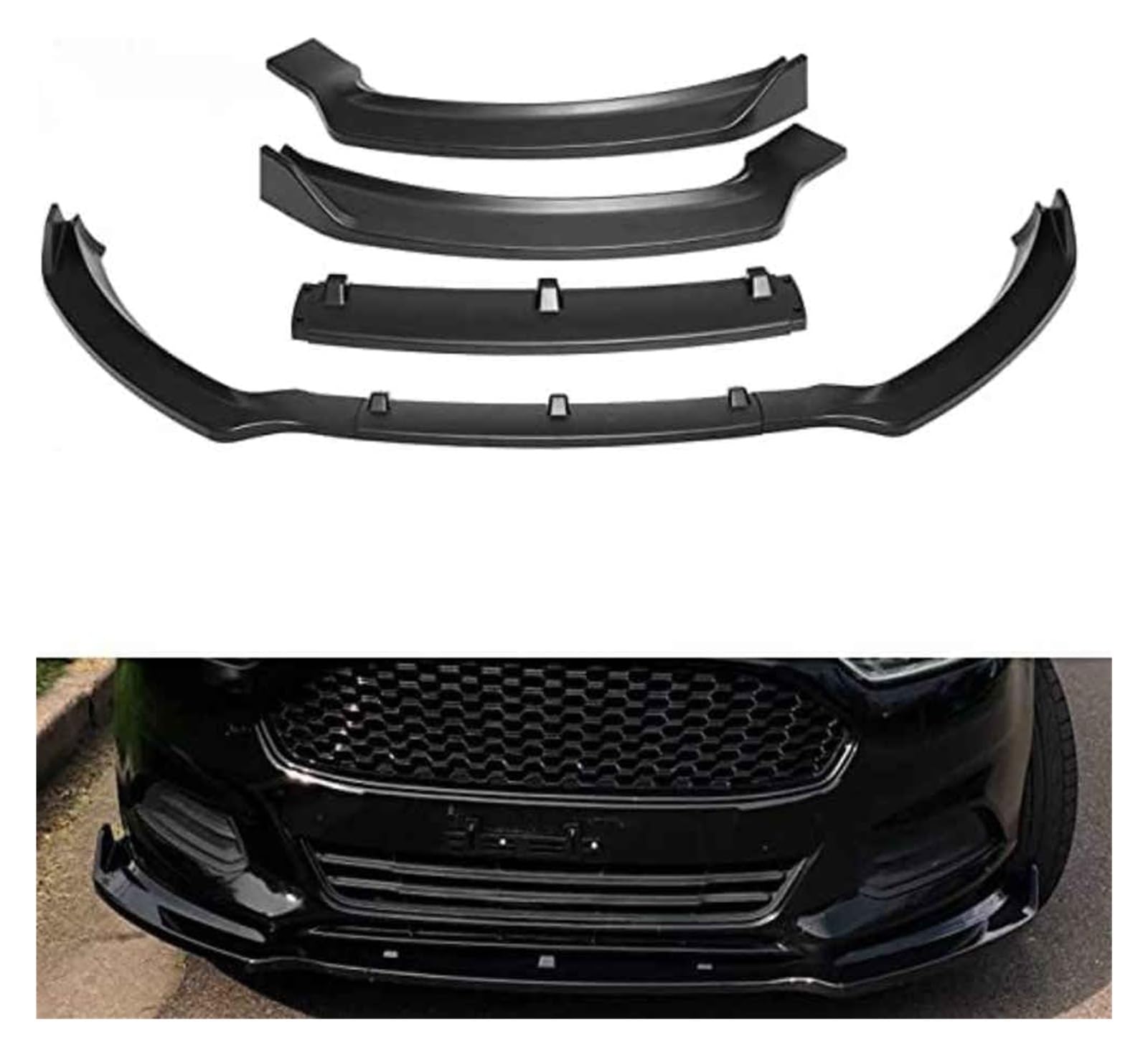 Frontstoßstange Lippe Für Mondeo 2013–2016 Frontstoßstangenlippe Kinnspoiler Karbonfaser-Look Frontdiffusor Diffusor Normal-C Mattschwarz(CMatteBlack) von FAHBSTR