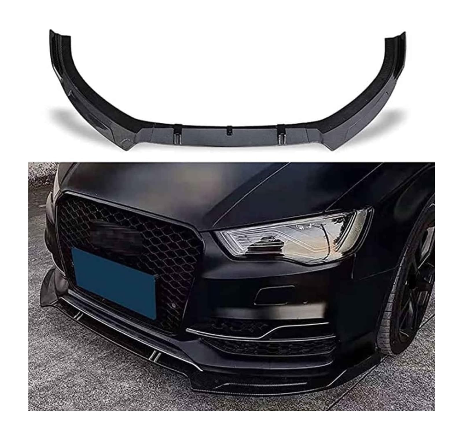 Frontstoßstange Lippe Für S3 A3 Frontstoßstange Lip Chin Spoiler Carbon Look Frontdiffusor Diffusor Normal-B Glänzende Auto-Frontspoiler(ACarbonFiber) von FAHBSTR