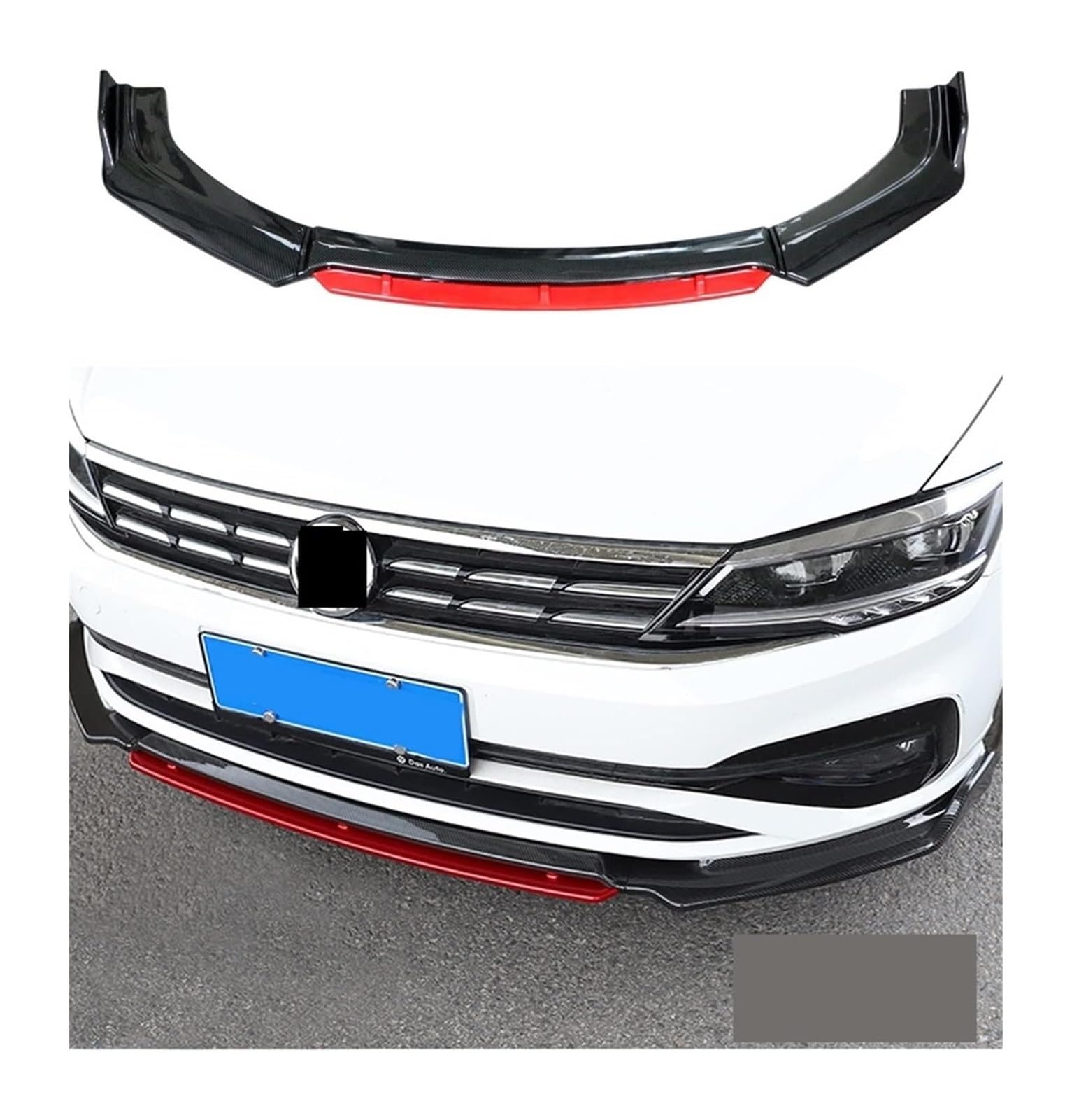 Frontstoßstange Lippe Für VW Für POLO Für MK6 2015-2021 Universal Frontschürze Lip Seite Splitter Diffusor Körper Kit Spoiler Wachen Auto Heckspoiler(Carbon Look Red) von FAHBSTR