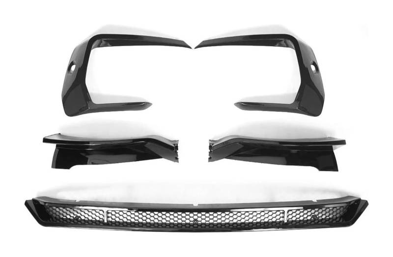 Frontstoßstange Lippe Für VW T6.1 Für Transporter 2019 2020 2021 Kühlergrill Vorne Niere 5 Teile/satz Glanz Schwarz Stil Front Splitter Lip(With Hole) von FAHBSTR