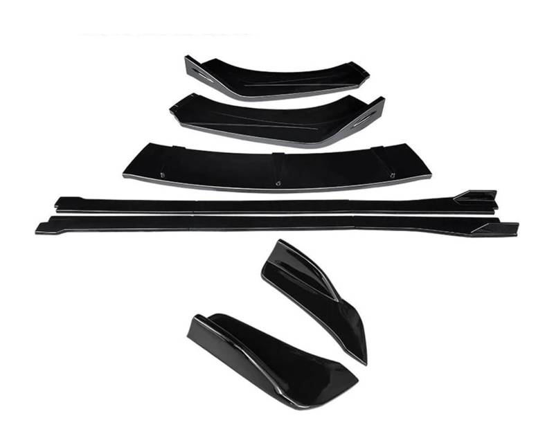 Frontstoßstange Lippe Für Volvo V40 2013–2019 Karosserie-Set Frontstoßstange Splitter Lippenspoiler Seitenschweller Erweiterungen Hinterer Wickelwinkel Haifischflossen(Gloss Black) von FAHBSTR