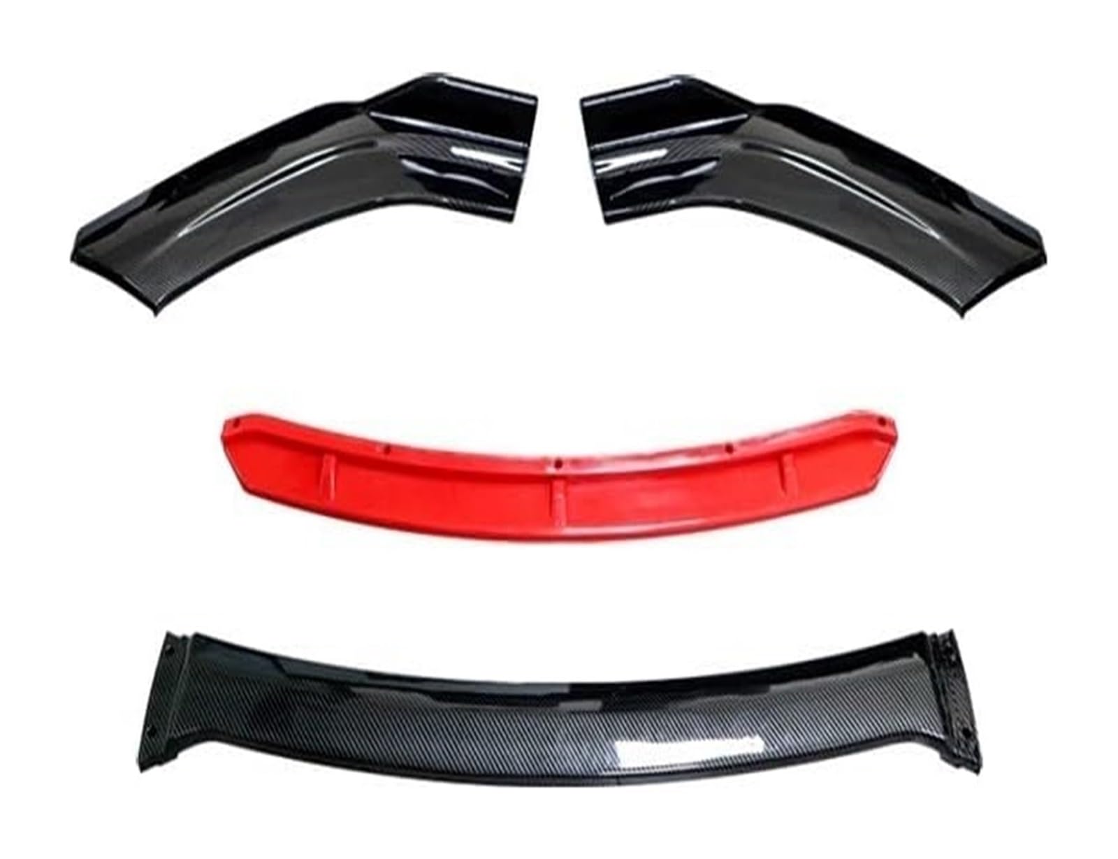 Frontstoßstange Lippe Universal Front Bumper Spoiler Lippen Auto Stoßstange Lip Schutz Kinn Diffusor Body Kits Auto Externes Zubehör(Carbon with red) von FAHBSTR