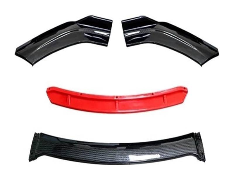 Frontstoßstange Lippe Universal Front Bumper Spoiler Lippen Auto Stoßstange Lip Schutz Kinn Diffusor Body Kits Auto Externes Zubehör(Carbon with red) von FAHBSTR