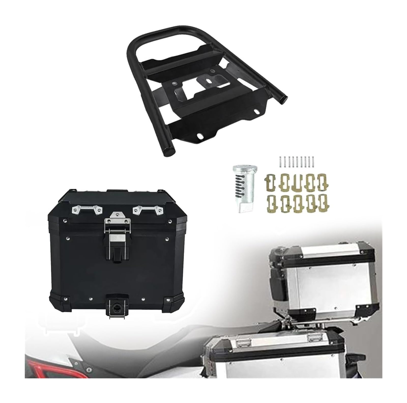 Motorrad-Gepäckträger Für B&MW F700GS F 700 GS 2009-2017 Top Case Pannier Satteltasche Halterung Stamm Box Motorrad Aluminium Box Gepäckträger(Top Case Bk Rack Bk) von FAHBSTR