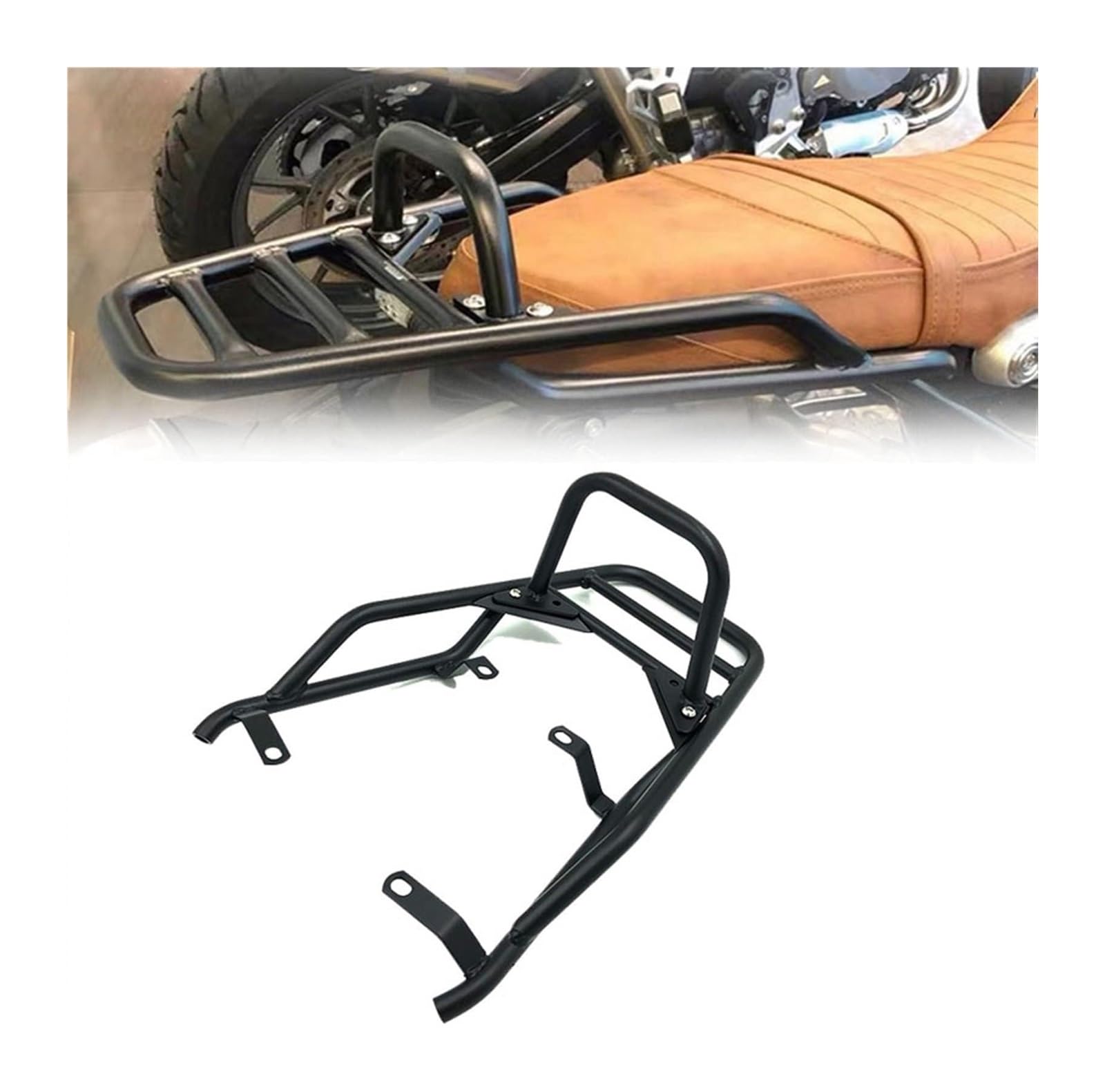 Motorrad-Gepäckträger Für B&MW R Nine TR NINET R9T Pure Racer Für Scrambler 2014-2020 Rücksitz Gepäckträger Rack Mit Griff Grip Motorrad von FAHBSTR