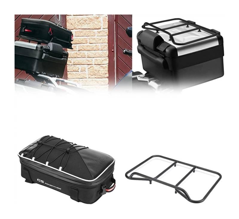 Motorrad-Gepäckträger Für B&MW R1200GS R1250GS F750GS F850GS LC ADV 2013-2022 Gepäckträger Top Rack Seite Gepäck Top Box Packtaschen Tasche Motorrad(Top Rack with Bag) von FAHBSTR