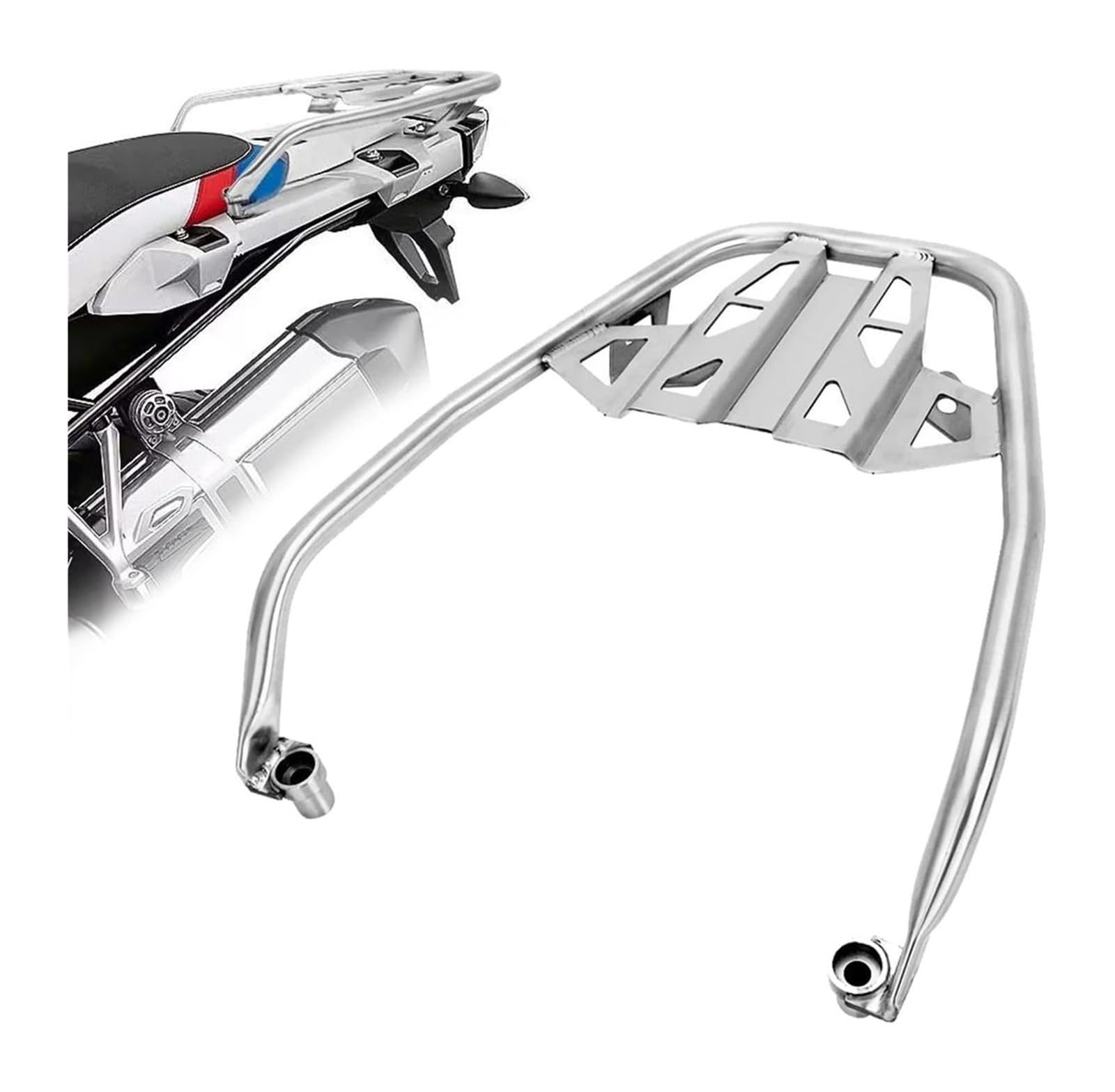 Motorrad-Gepäckträger Für B&MW R1250GS LC Für Abenteuer 2018 2019 2020 2021 2022 2023 Hinten Top Case Halterung Halter Motorrad Gepäckträger(Silber) von FAHBSTR