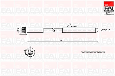 Fai Autoparts Zylinderkopfschraubensatz [Hersteller-Nr. B1139] für Dacia, Renault, Mercedes-Benz, Nissan, Suzuki von FAI AutoParts