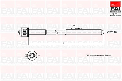 Fai Autoparts Zylinderkopfschraubensatz [Hersteller-Nr. B1321] für Alfa Romeo, Chevrolet, Citroën, Fiat, Ford, Lancia, Opel, Peugeot, Suzuki von FAI AutoParts