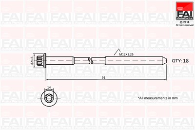 Fai Autoparts Zylinderkopfschraubensatz [Hersteller-Nr. B2101] für Mitsubishi von FAI AutoParts