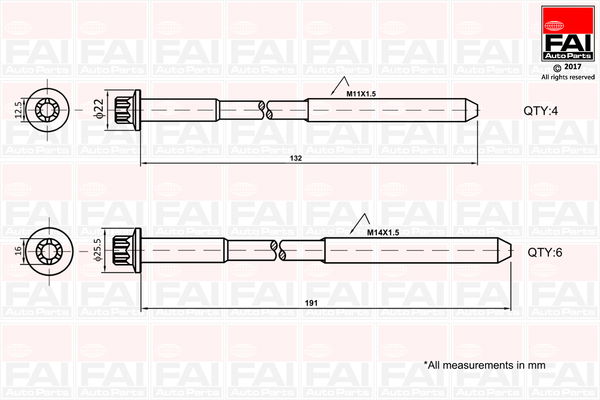 Zylinderkopfschraubensatz FAI Autoparts B1625 von FAI Autoparts