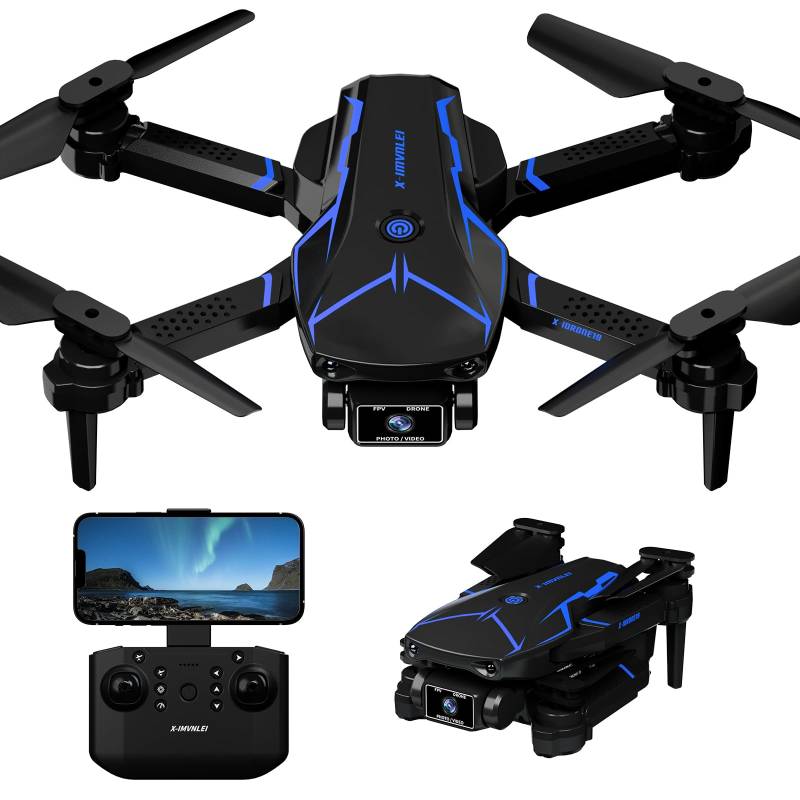 Mini Drohne mit Kamera HD 720P,X19 Kinderdrohne mit 2 Cameras,RC Quadcopter mit FPV WiFi Übertragung,Faltbar Drone mit Höhenhaltung für Erwachsene,3D Flip,Kopflosem Modus für Anfänger,2 Modulare Akkus von FAKJANK