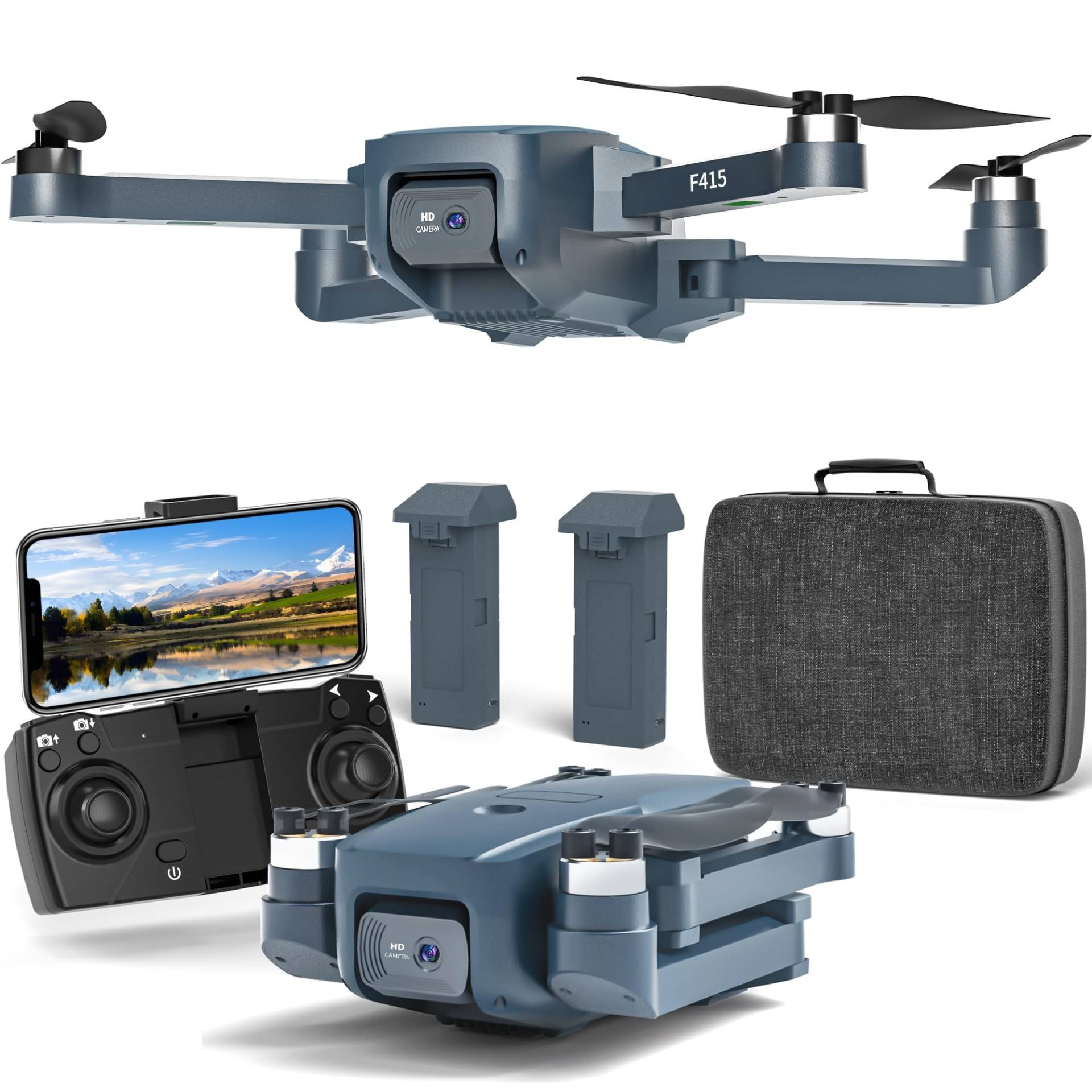 F415 Drohne mit Kamera HD 4K,Bürstenlosem Motor Mini Drohnen mit 2 Camera,RC Drone mit 20 Min Lange Flugzeit,5GHz WiFi AIdrone für Erwachsene,Faltbare Kinderdrohne mit 3D Flip für Anfänger,2 Batterien von FAKJANK