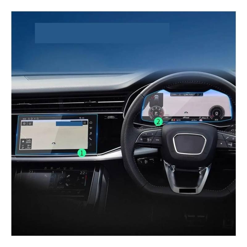 Displayschutzfolie Folie 2 Pcs Display-schutzfolie Für Q7 Für Q8 2020 2021 Auto GPS Navigation Und Instrument Innen von FALELELV