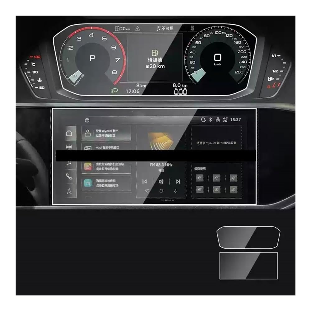 Displayschutzfolie Folie Displayschutzfolie aus gehärtetem Glas für Q3 2021 2022, Autoradio, GPS-Navigation und Armaturenbrett-Instrumentenfolie von FALELELV