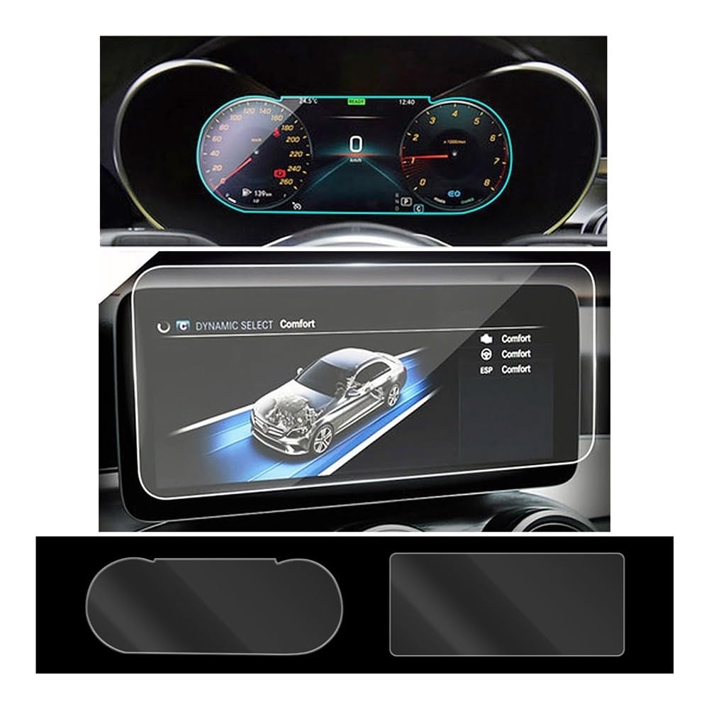 Displayschutzfolie Folie Für Benz Für C Klasse Für W205 2019-2021 Auto Dashboard Instrument GPS Navigation Bildschirm Gehärtetem Glas Schutz Film von FALELELV