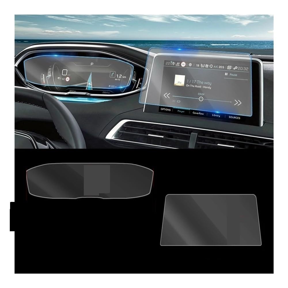 Displayschutzfolie Folie Für Peugeot 5008 2017-2021 Auto-Dashboard Instrumententafel GPS-Navigation Displayschutzfolie von FALELELV