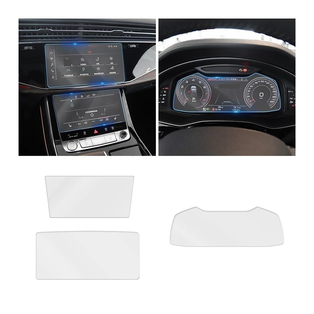 Displayschutzfolie Folie Für Q7 2019-2021 Auto-Armaturenbrett Instrumententafel Multimedia GPS-Navigationsbildschirm Schutzfolie aus gehärtetem Glas von FALELELV