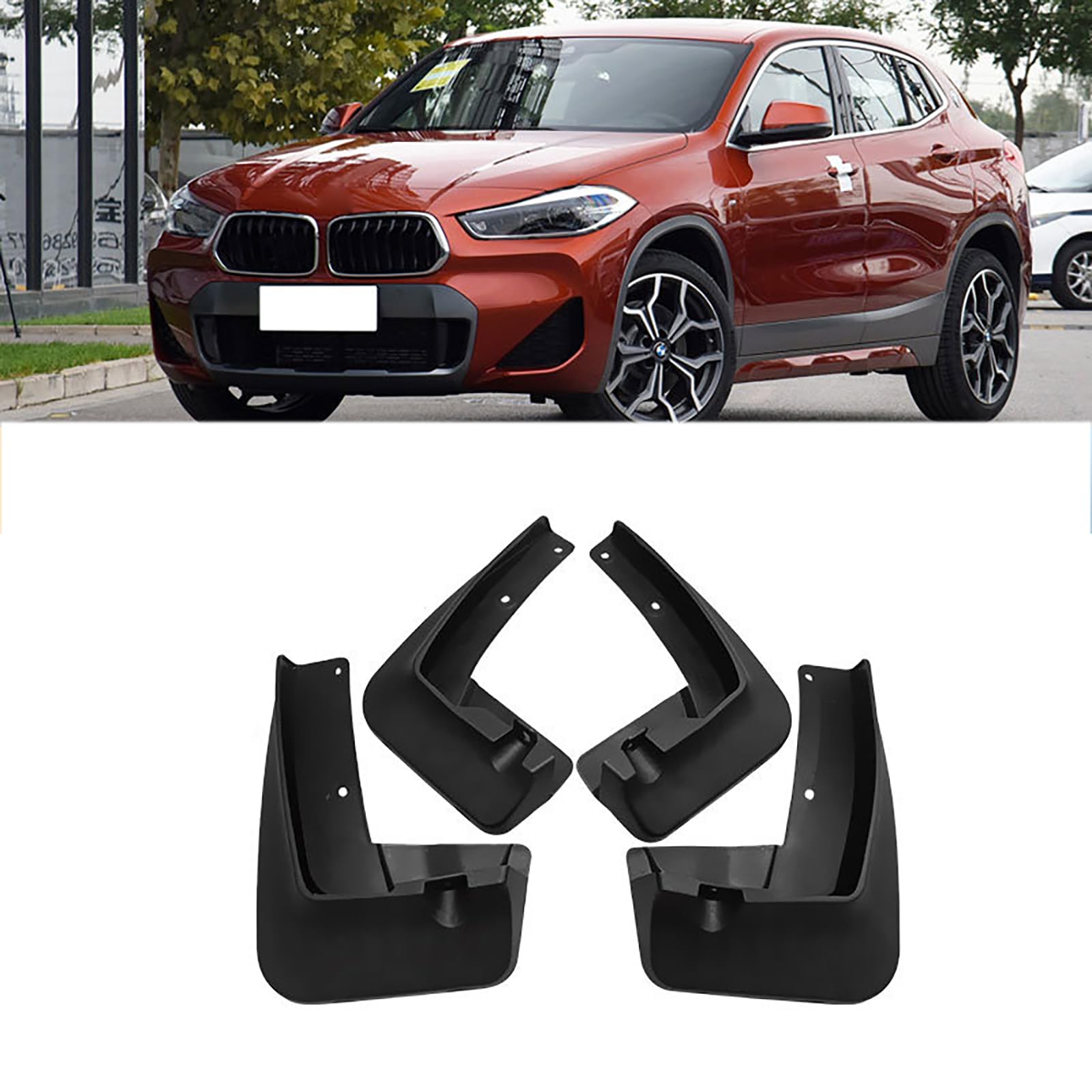 Kompatibel für BMW X2 2018-2021, 4 Stück Auto-Kotflügel, Spritzschutz, Anti-Sand Schmutzfänger, Vorder- und Hinterräder, Kotflügel-Zubehör von FALMDCQ