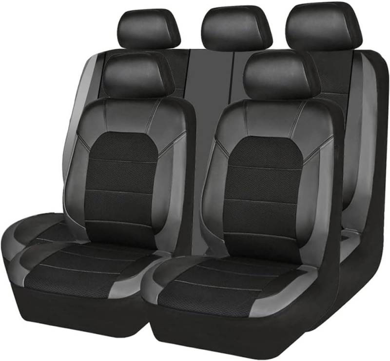 FAMAQ Auto Sitzbezüge Sets für Volkswagen VW Tiguan 2. Gen SWB (5seats) 2016 2017 2018 2019 2020 2021 2022 2023,Vordersitze Rückbank Allwetter Bequem Atmungsaktiv Innenraum Zubehör,A/Black von FAMAQ