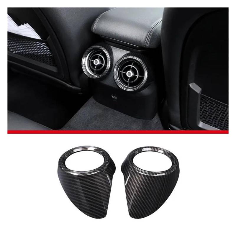 Auto Interieur Für Alfa Für Romeo Für Giulia 2017 2018 2019 2020 Hinten Klimaanlage Outlet Abdeckung Trim Auto Zubehör ABS Chrome Carbon Faser Auto Innenraum (Farbe : 3) von FANGYID