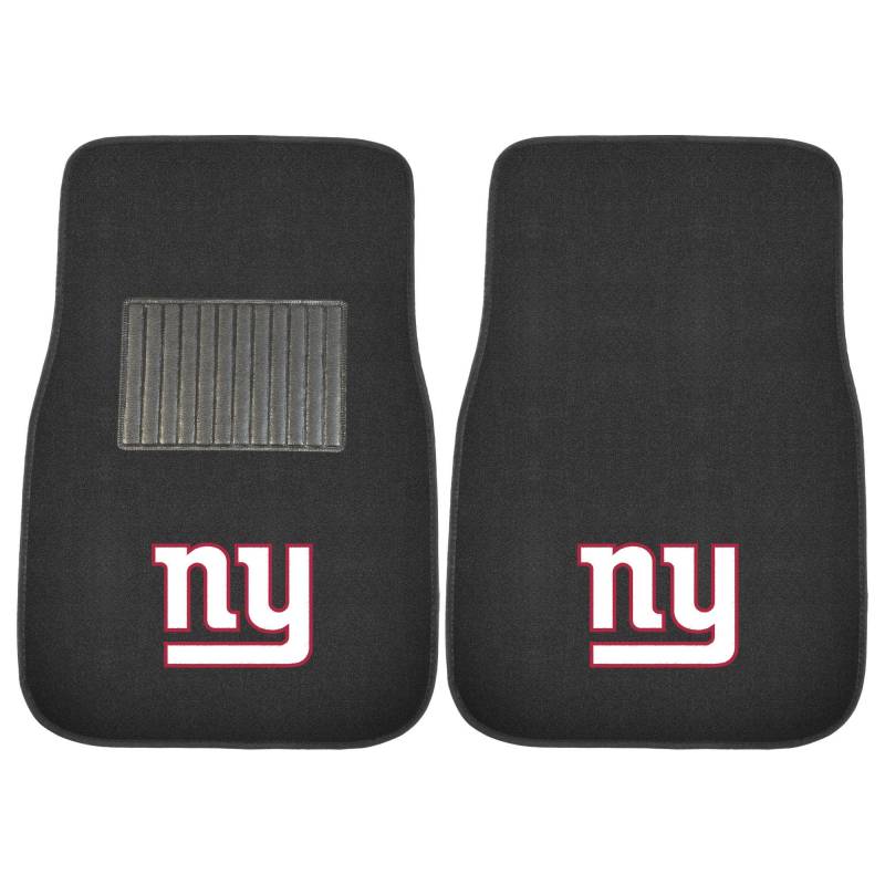 FANMATS 10741 NFL – New York Giants 2-teiliges Besticktes Automatten-Set für Vordersitze, Schwarz, 43,2 x 64,8 cm, NY Primary Logo von FANMATS