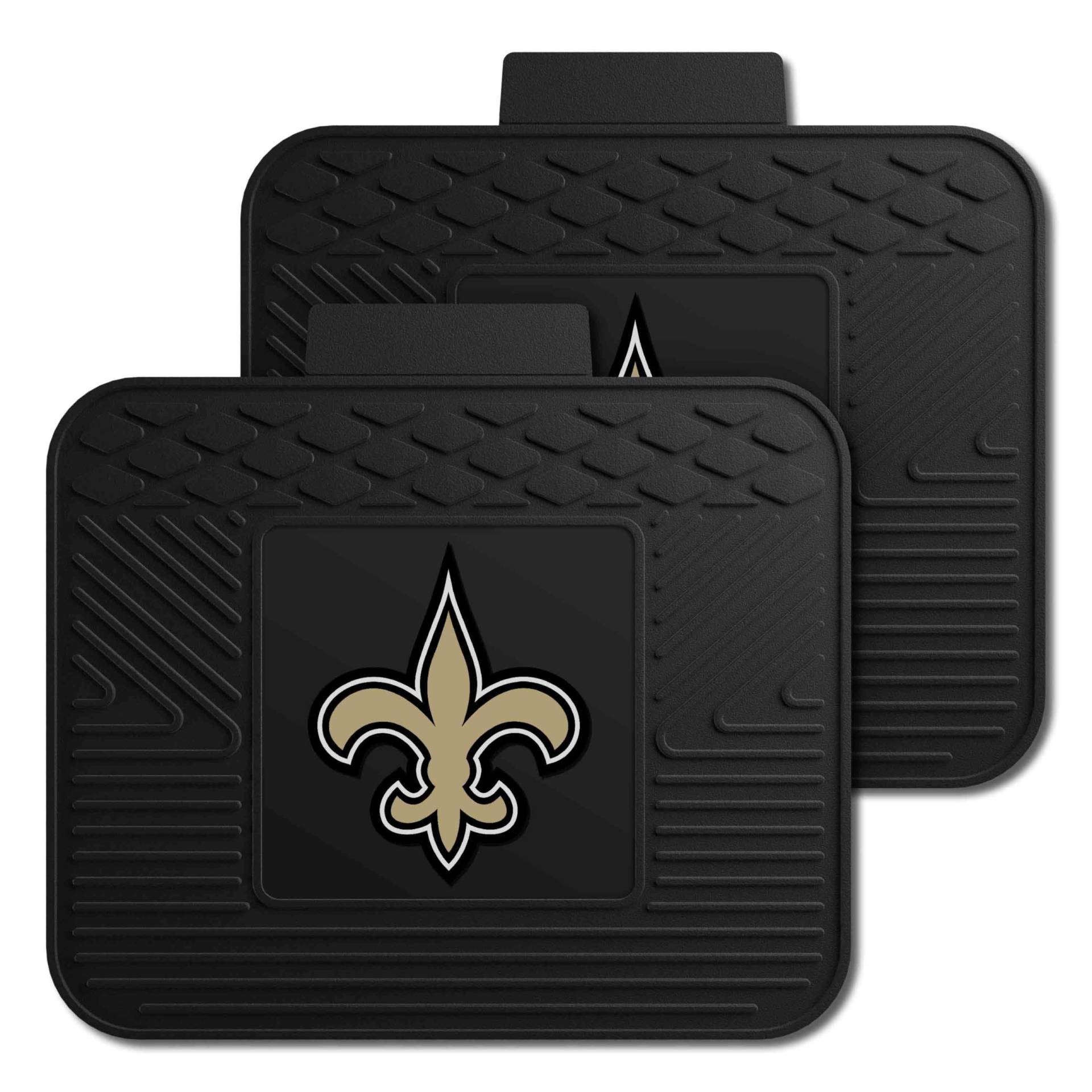 FANMATS 12307 NFL – New Orleans Saints 2 Utility Matten für Rücksitze, schwarz, 35,6 x 43,2 cm, Fleur-de-Lis Primary Logo von FANMATS