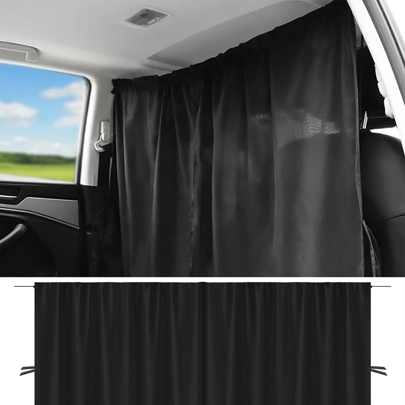 Auto Trennvorhänge Sonnenschutz,140 X 80 cm Auto Sichtschutz Vorhänge, Abnehmbarer Auto Trennvorhang, Auto Innenteiler Vorhänge Sonnenschutz,Für SUV Und Allgemeine Fahrzeuge von FANNITE