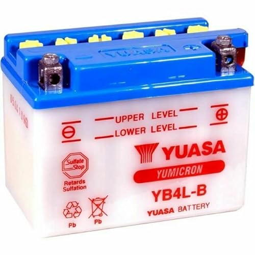 Yuasa Batterie YB4L-B kompatibel mit Aprilia Scarabeo - 50 CC - 1993-1997 Motorrad Roller komplett spezifisch von FAR