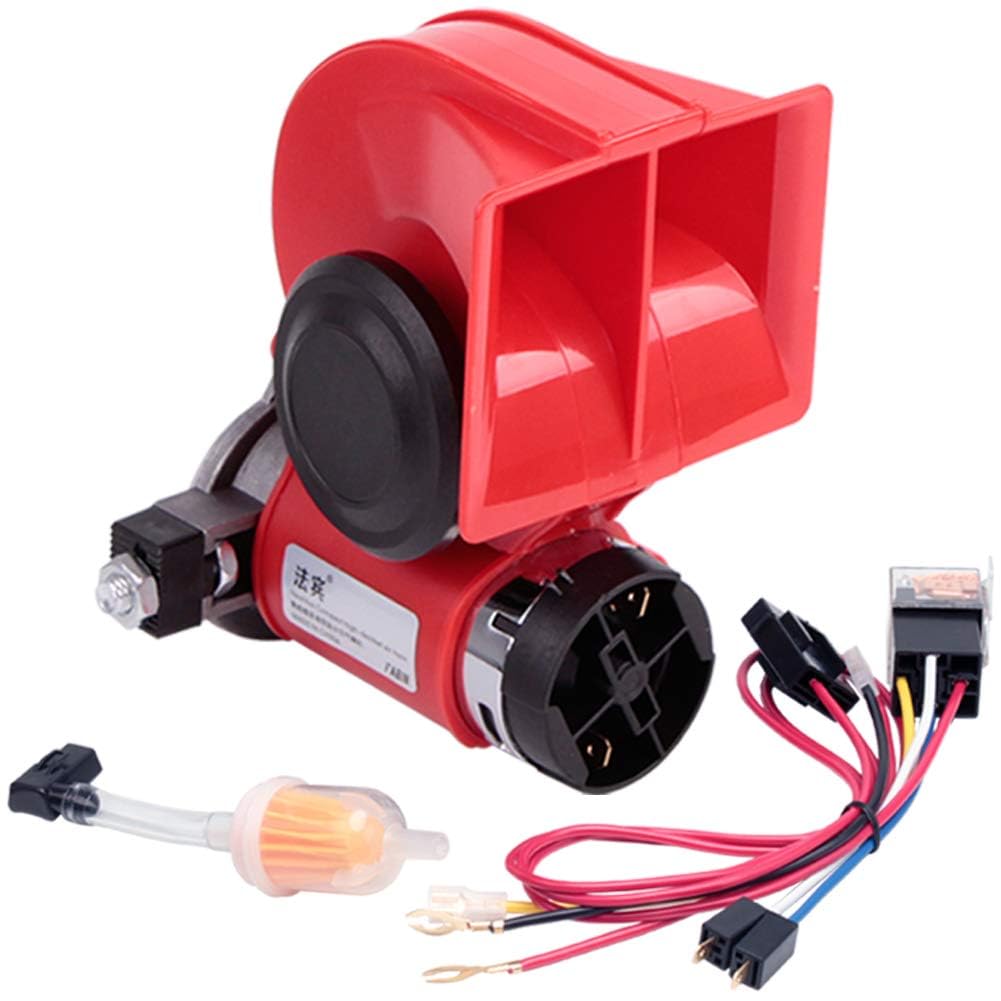 Air Horn Hupe 12 Volt, Signalhorn Hupe Elektroauto Horn 12V 150db Kompressor Fanfare, Air Horn Kit für Alle 12V Fahrzeuge LKW Zug Auto van Motorrad Zinklegierung von FARBIN