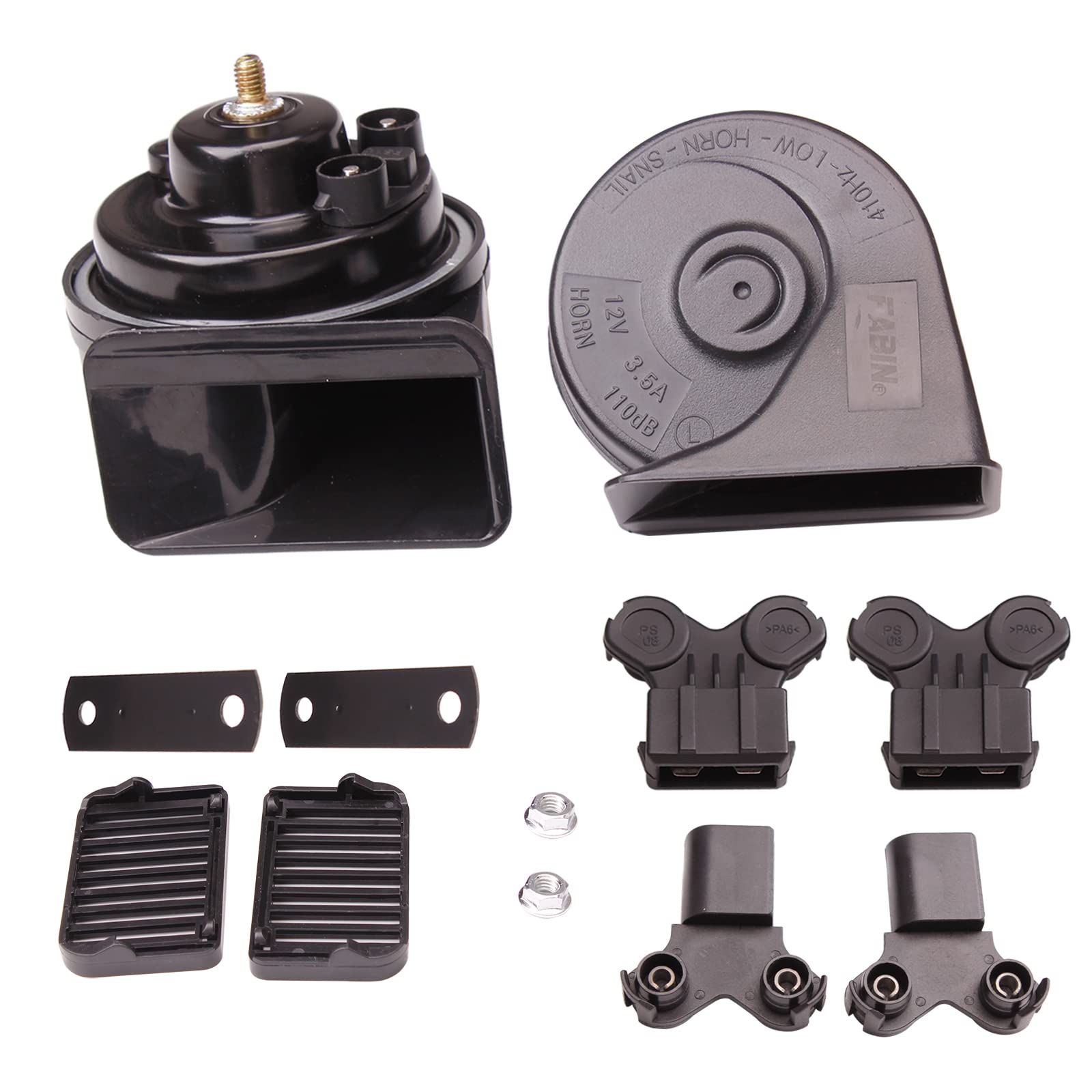 FARBIN Auto Horn Kompatibel mit Audi/Porsche/VW Volkswagen, 12V wasserdichte Auto Horn Loud High/Low Tone elektrische Schnecke Horn mit schützendem Grill von FARBIN