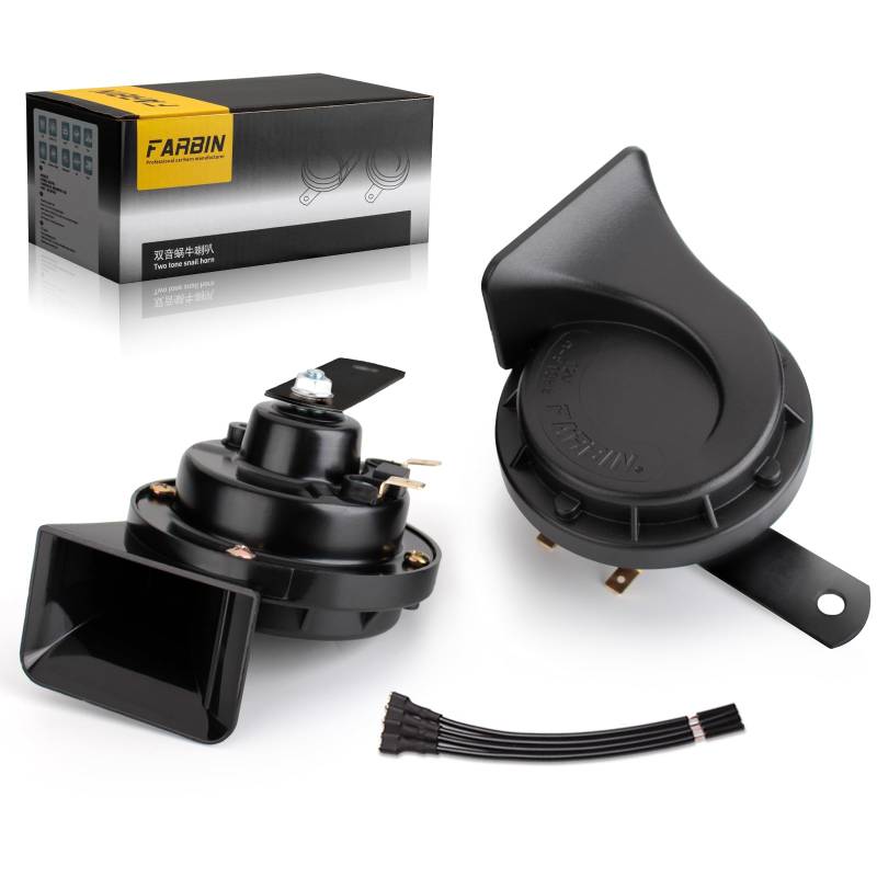 FARBIN Hörner Loud Truck Dual-Tone Air Horn Wasserdichte Zug Horn Kit für LKW Auto Motorrad Boot .etc Alle 12V Fahrzeuge ( Klassischer Stil) von FARBIN