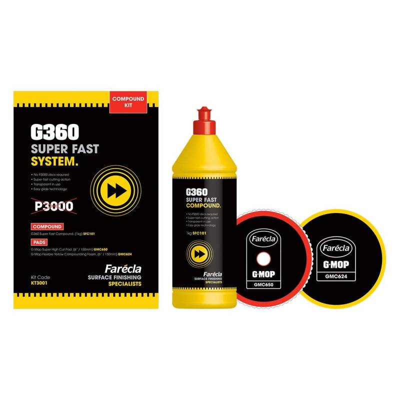 FARECLA G360 Super Fast System Montageschaum- und Pads-Kit, professionelles schnelles Schneiden von Farecla