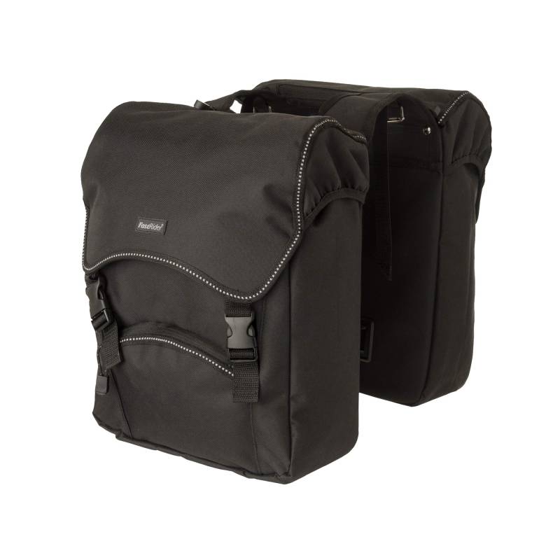 FastRider Unibag Traffic Doppelte Fahrradtasche für Gepäckträger, 28L Seitentasche Fahrrad, Wasserabweisend, Reflektierend, 100% Recyceltes Polyester - Schwarz von FAST RIDER