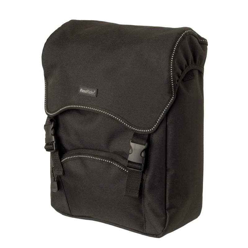 FastRider Unibag Traffic Fahrradtasche für Gepäckträger, 14L Seitentasche Fahrrad, Wasserabweisend, Reflektierend, 100% Recyceltes Polyester - Schwarz von FAST RIDER