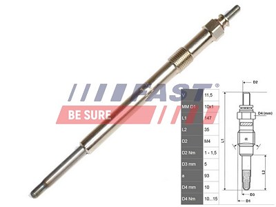 Fast Glühkerze [Hersteller-Nr. FT82736] für Citroën, Fiat, Ford, Jaguar, Land Rover, Ldv, Lti, Peugeot, Piaggio von FAST