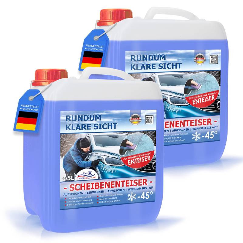 FASTX LIQUIDSOLUTIONS Fast X Hochleistungs-Scheibenenteiser – Schneller Enteiser für Klare Sicht und Sicherheit in der Winterzeit (2x5 Liter Kanister) von FASTX LIQUIDSOLUTIONS